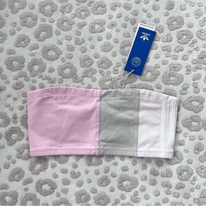 adidas pink and white colorblock strapless bandeau